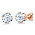 thumbnail image 1 of Gem Stone King 3.00 Ct Round Shape White Cubic Zirconia 18K Rose Gold Plated Silver Stud Earrings for Women Men, 1 of 3