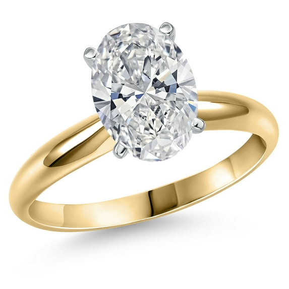 Gem Stone King 3.00 Cttw IGI Certified Lab Grown Diamond in 14K Two-Tone Gold Solitaire Engagement Ring for Women | Oval | E-F Color | VS1-VS2 Clarity | Size 9