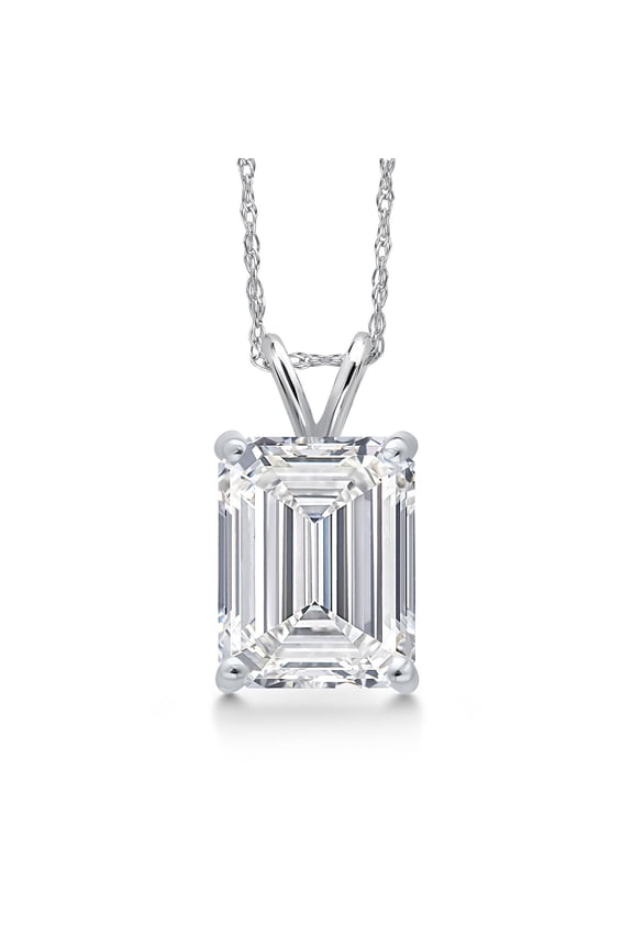 3.00 Cttw IGI Certified Lab Grown Diamond in 14K White Gold Pendant for Women | Emerald Cut | D-E Color | VS1-VS2 Clarity | Gold Necklace for Women | 18 inch Chain