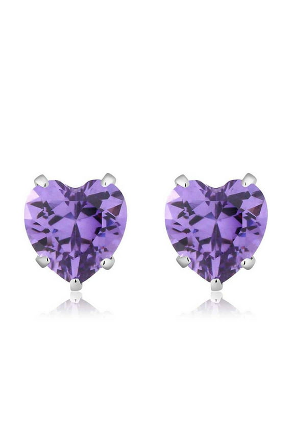 3.00 Cttw Purple CZ Stud Earrings for Women Men | 925 Sterling Silver | 6MM Heart Shape | Fine Jewelry Gifts for Her Mom Women Wife