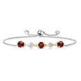 thumbnail image 1 of Gem Stone King 3.02 Ct Red Garnet E-F Lab Grown Diamond 925 Silver and 10K Yellow Gold Bracelet for Women, 1 of 5