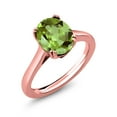 thumbnail image 1 of Gem Stone King 3.03 Ct Green Peridot White Created Sapphire 18K Rose Gold Plated Silver Solitaire Ring (Size 9), 1 of 3