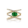 thumbnail image 1 of Gem Stone King 3.03 Ct Oval Green Simulated Emerald 18K Yellow Gold Plated Silver Ring, 1 of 3