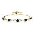 thumbnail image 1 of Gem Stone King 3.04 Ct Blue Sapphire E-F Lab Grown Diamond 18K Yellow Gold Plated Silver Women Infinity Adjustable Tennis Bracelet, 1 of 3