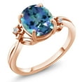 thumbnail image 1 of Gem Stone King 3.08 Ct Millennium Blue Mystic Topaz White Topaz 18K Rose Gold Plated Silver Ring (Size 6), 1 of 4