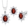 thumbnail image 1 of Gem Stone King 3.10 Cttw Oval Red Garnet Pendant Earrings Set for Women | 10K White Gold | Gemstone Birthstone | Oval 7X5MM and 6X4MM | With 18 inch Gold Chain, 1 of 3