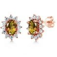 thumbnail image 1 of Gem Stone King 3.12 Ct Oval Mango Mystic Topaz 18K Rose Gold Plated Silver Earrings, 1 of 6