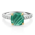 thumbnail image 1 of Gem Stone King 3.20 Ct Green Malachite G/H Lab Grown Diamond 10K White Gold Engagement Ring with Yellow Gold Prongs (Size 5), 1 of 4