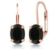 thumbnail image 1 of Gem Stone King 3.20 Ct Oval Black Onyx Brass Rose Gold Plated Brass Earrings, 1 of 4