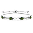 thumbnail image 1 of Gem Stone King 3.22 Ct Oval Green Mystic Topaz E-F Lab Grown Diamond 925 Silver Bracelet for Women, 1 of 3