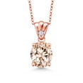 thumbnail image 1 of Gem Stone King 3.23 Ct Oval Peach Morganite 18K Rose Gold Plated Silver Pendant, 1 of 4