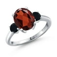thumbnail image 1 of Gem Stone King 3.24 Ct Oval Red Garnet Black Onyx 925 Sterling Silver Ring, 1 of 6