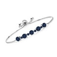 thumbnail image 1 of Gem Stone King 3.24 Ct Round Blue Sapphire 925 Sterling Silver Tennis Bracelet for Women, 1 of 3