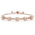 thumbnail image 1 of Gem Stone King 18K Rose Gold Plated Silver Peach Morganite and Lab Grown Diamond Bracelet for Women | 3.65 Cttw | Gemstone October Birthstone | Oval 7X5MM | Fully Adjustable 9 inch, 1 of 6