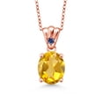 thumbnail image 1 of Gem Stone King 3.25 Ct Yellow Citrine Blue Created Sapphire 18K Rose Gold Plated Silver Pendant, 1 of 4