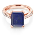 thumbnail image 1 of Gem Stone King 3.26 Ct Blue Lapis White Created Sapphire 18K Rose Gold Plated Silver Ring, 1 of 6