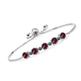 thumbnail image 1 of Gem Stone King 3.26 Ct Round Red Rhodolite Garnet Blue Diamond 925 Sterling Silver Tennis Bracelet for Women, 1 of 3