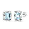 thumbnail image 1 of Gem Stone King 3.28 Ct Octagon Sky Blue Aquamarine 925 Sterling Silver Earrings, 1 of 4