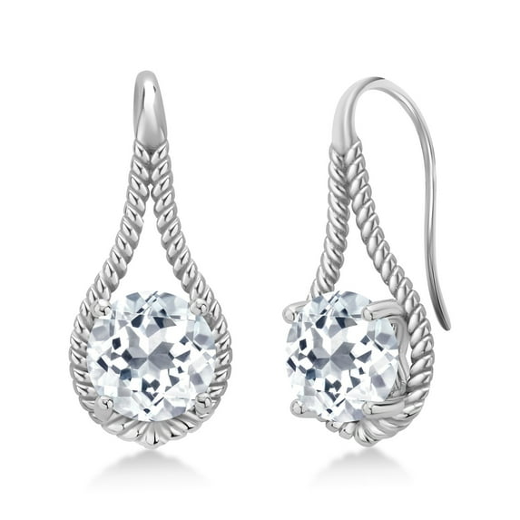 Gem Stone King 3.30 Ct Round White Topaz 925 Sterling Silver Earrings