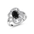 thumbnail image 1 of Gem Stone King 3.32 Ct Oval Black Sapphire 925 Sterling Silver Statement Ring, 1 of 3