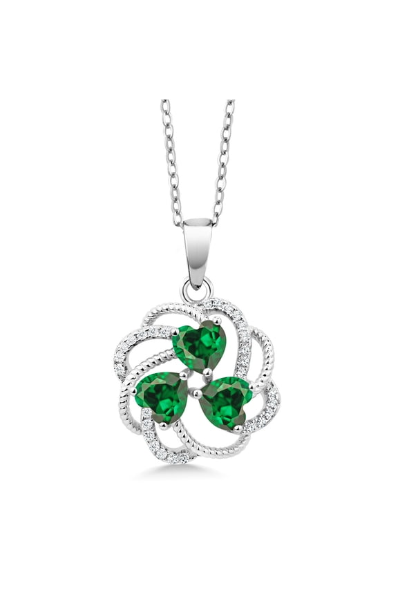 3.34 Ct Heart Shape Green Zirconia 925 Sterling Silver Pendant