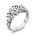 thumbnail image 1 of Gem Stone King 3.36 Ct Round White Topaz 925 Sterling Silver 3-Stone Ring (Size 6), 1 of 3