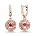 thumbnail image 1 of Gem Stone King 3.38 Ct Round Pink Tourmaline 18K Rose Gold Plated Silver Earrings, 1 of 4