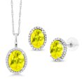 thumbnail image 1 of Gem Stone King 3.43 Ct Oval Canary Mystic Topaz 10K White Gold Pendant and Earrings Jewelry Set, 1 of 3