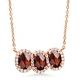 thumbnail image 1 of Gem Stone King 3.45 Ct Oval Checkerboard Red Garnet 18K Rose Gold Plated Silver Necklace, 1 of 4