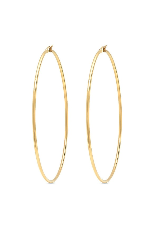3.5 inch Stainless Steel Yellow Gold Tone Hoop Earrings - 90MM Diameter - Stunning Statement Jewelry for Women | Fine Jewelry Gifts for Her Mom Women Wife