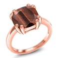 thumbnail image 1 of Gem Stone King 3.50 Ct Cushion Red Tiger Eye 18K Rose Gold Plated Silver Double Prong Ring, 1 of 6