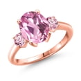 thumbnail image 1 of Gem Stone King 3.50 Ct Light Pink Created Sapphire Pink Lab Grown Diamond 18K Rose Gold Plated Silver Ring, 1 of 6