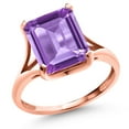 thumbnail image 1 of Gem Stone King 4.50 Ct Octagon Purple Amethyst 14K Rose Gold Ring, 1 of 6