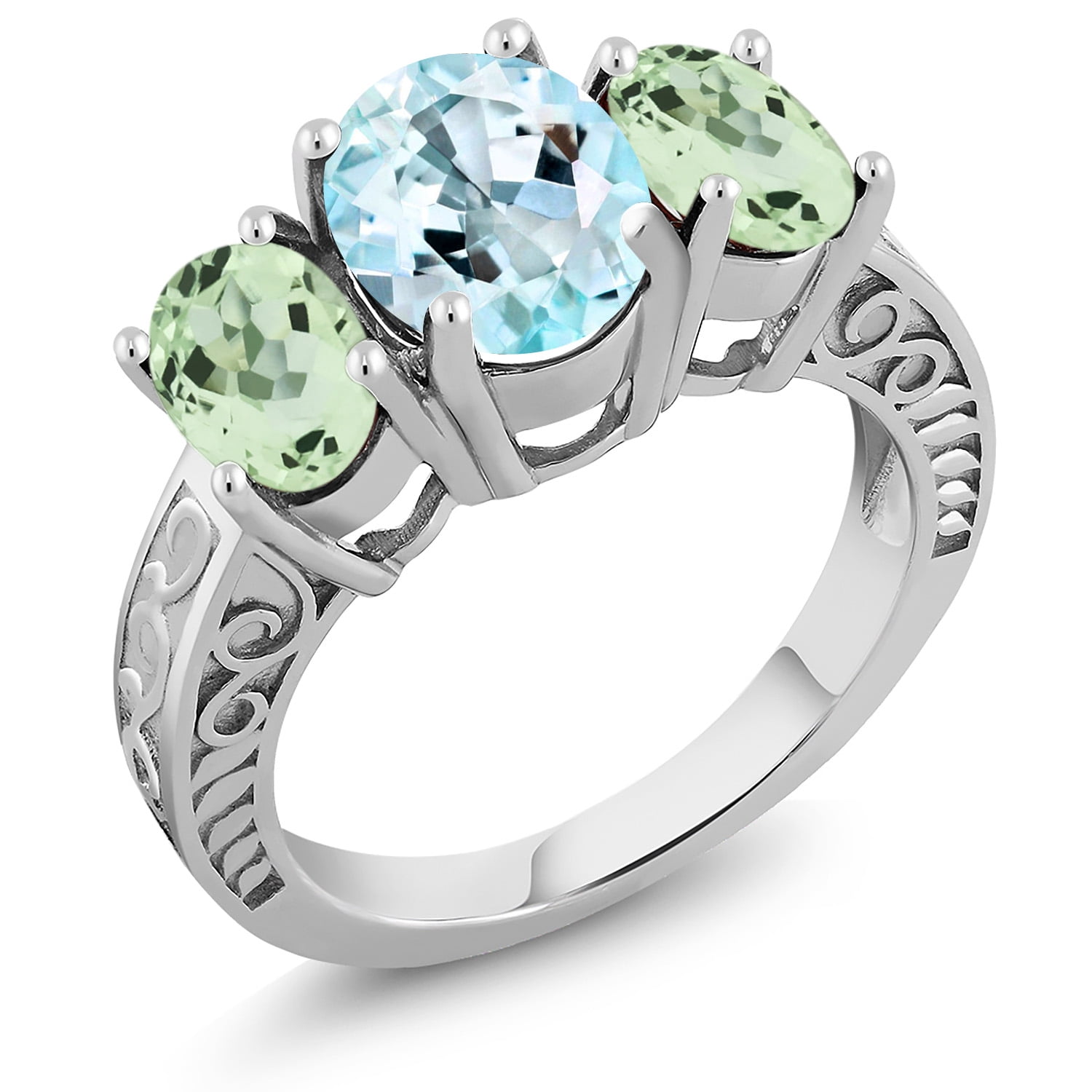 Gem Stone King 3.50 Ct Oval Sky Blue Topaz Green Prasiolite 925 ...