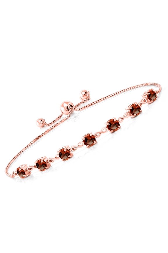 3.50 Ct Round Red Garnet 18K Rose Gold Plated Silver Infinity Bracelet for Women