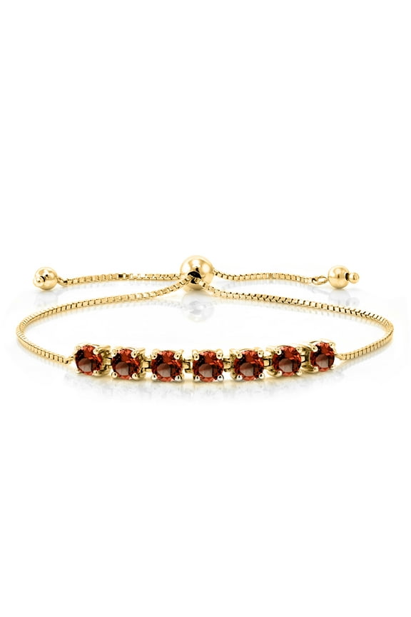 3.50 Ct Round Red Garnet 18K Yellow Gold Plated Silver Bracelet for Women