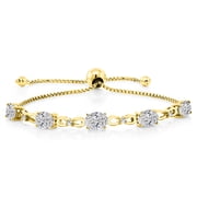 Gem Stone King 3.52 Cttw White Lab Grown Diamond Tennis Bracelet for Women in 18K Yellow Gold Plated Silver | Oval 7X5MM | DEF Color | VVS-VS Clarity | Fully Adjustable up to 9 inch