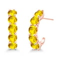 thumbnail image 1 of Gem Stone King 3.60 Ct Round Yellow Sapphire 18K Rose Gold Plated Silver Open Earrings for Women, 1 of 4