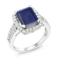 thumbnail image 1 of Gem Stone King 3.62 Ct Emerald Cut Blue Lapis 925 Sterling Silver Ring (Size 8), 1 of 4