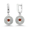 thumbnail image 1 of Gem Stone King 3.62 Ct Round Red Garnet 925 Sterling Silver Earrings, 1 of 4