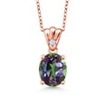 thumbnail image 1 of Gem Stone King 3.63 Ct Oval Green Mystic Quartz 18K Rose Gold Plated Silver Pendant, 1 of 4
