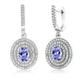 thumbnail image 1 of Gem Stone King 3.64 Ct Oval Blue Tanzanite 925 Sterling Silver Earrings, 1 of 4