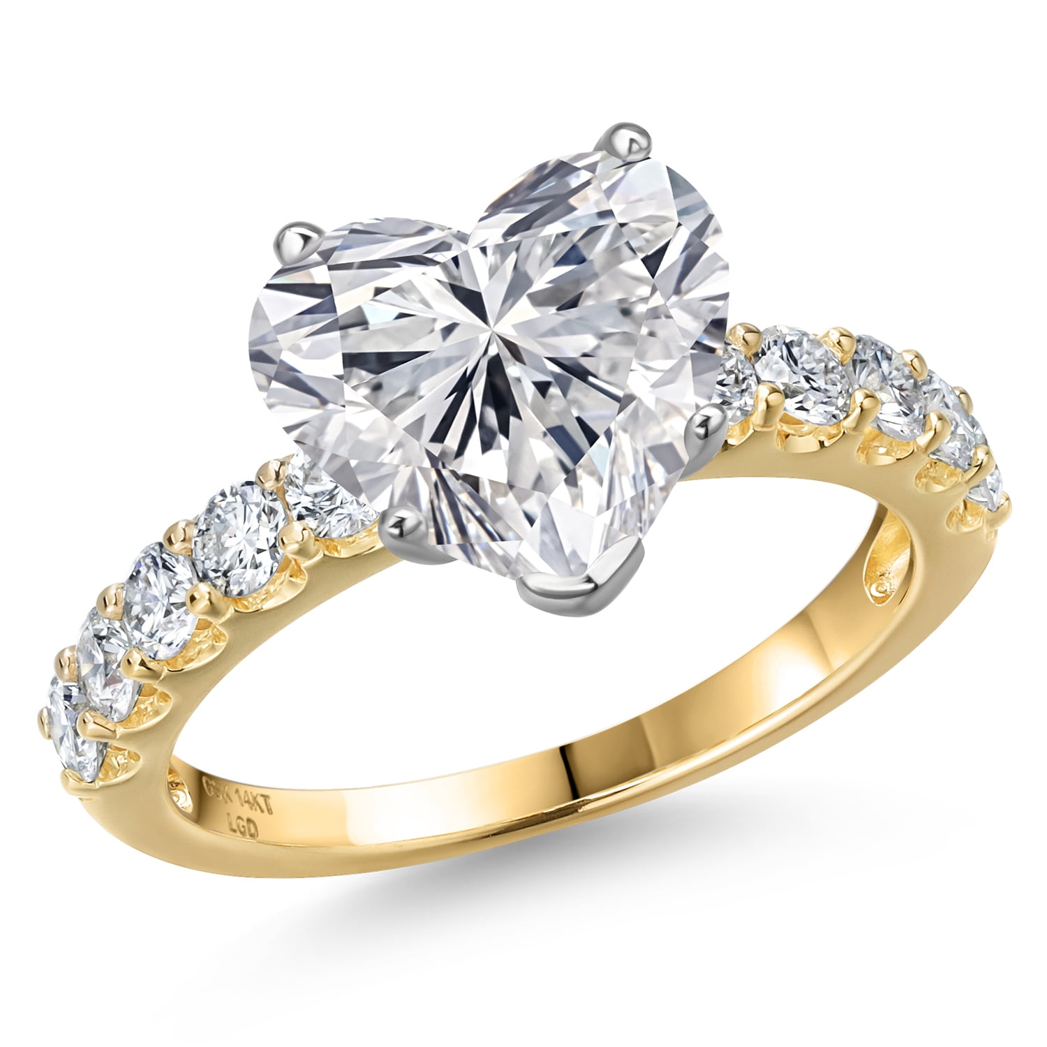 Gem Stone King 3.65 Cttw IGI Certified Lab Grown Diamond in 14K Two ...
