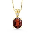 thumbnail image 1 of Gem Stone King 3.68 Ct Oval Red Garnet 18K Yellow Gold Plated Silver Pendant, 1 of 4