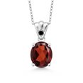 thumbnail image 1 of Gem Stone King 3.68 Ct Oval Red Garnet Black Diamond 925 Sterling Silver Pendant, 1 of 4