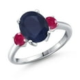 thumbnail image 1 of Gem Stone King 3.70 Ct Oval Blue Sapphire Red Ruby 925 Sterling Silver Ring (Size 9), 1 of 6