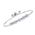 thumbnail image 1 of Gem Stone King 3.70 Ct Round Sky Blue Topaz Pink Created Sapphire 925 Sterling Silver Bracelet for Women, 1 of 5