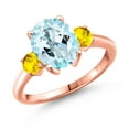 thumbnail image 1 of Gem Stone King 3.72 Ct Oval Sky Blue Topaz Yellow Sapphire 18K Rose Gold Plated Silver Ring (Size 9), 1 of 6