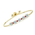 thumbnail image 1 of Gem Stone King 3.74 Ct Sky Blue Topaz Red Created Ruby 18K Yellow Gold Plated Silver Bracelet for Women, 1 of 5