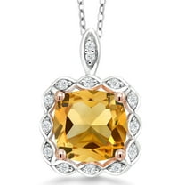 Gem Stone King 3.77 Ct Yellow Citrine 925 Two Tone Sterling Silver Pendant